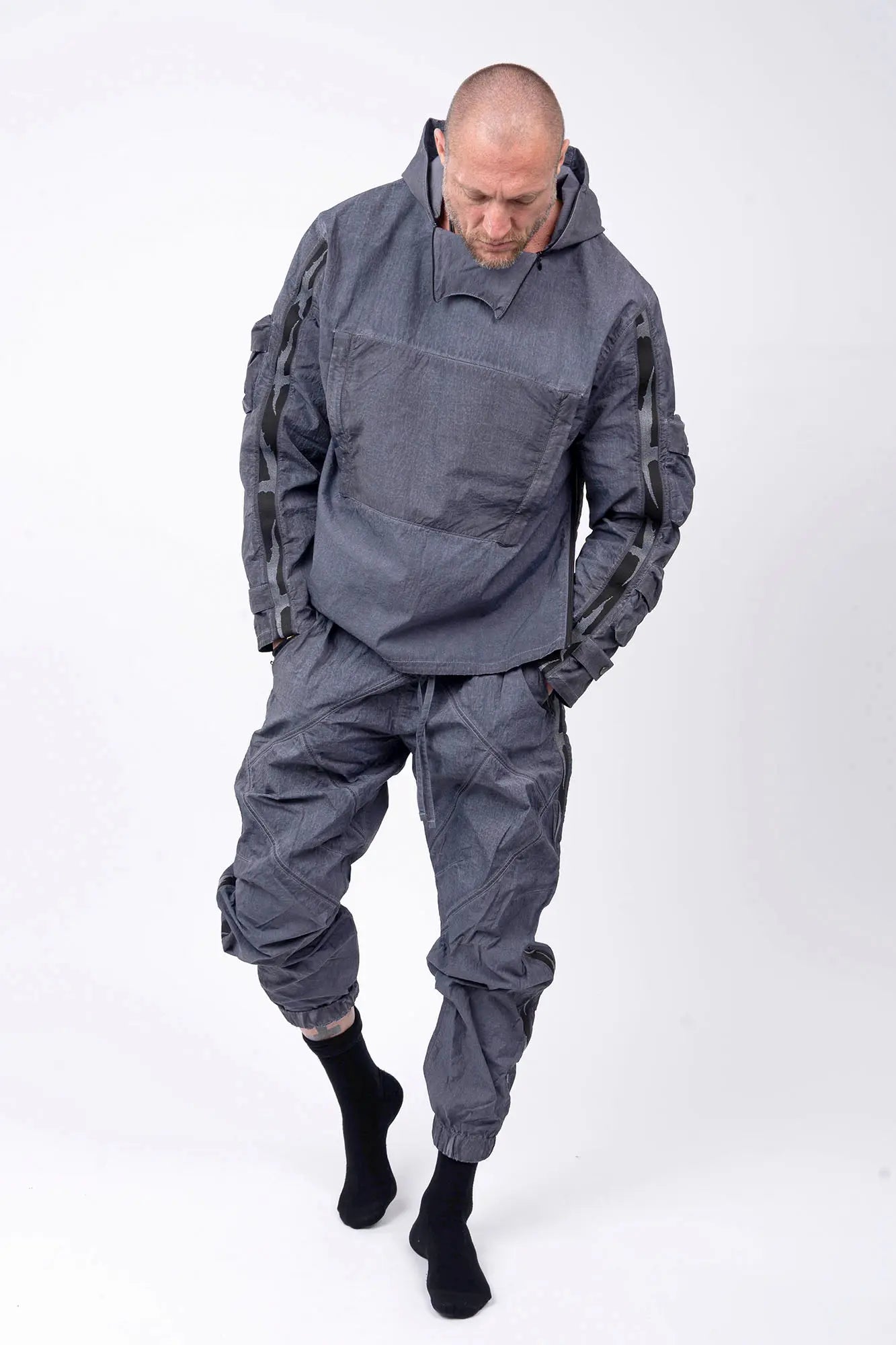 Luda - Grey Dyed Polyester Trousers