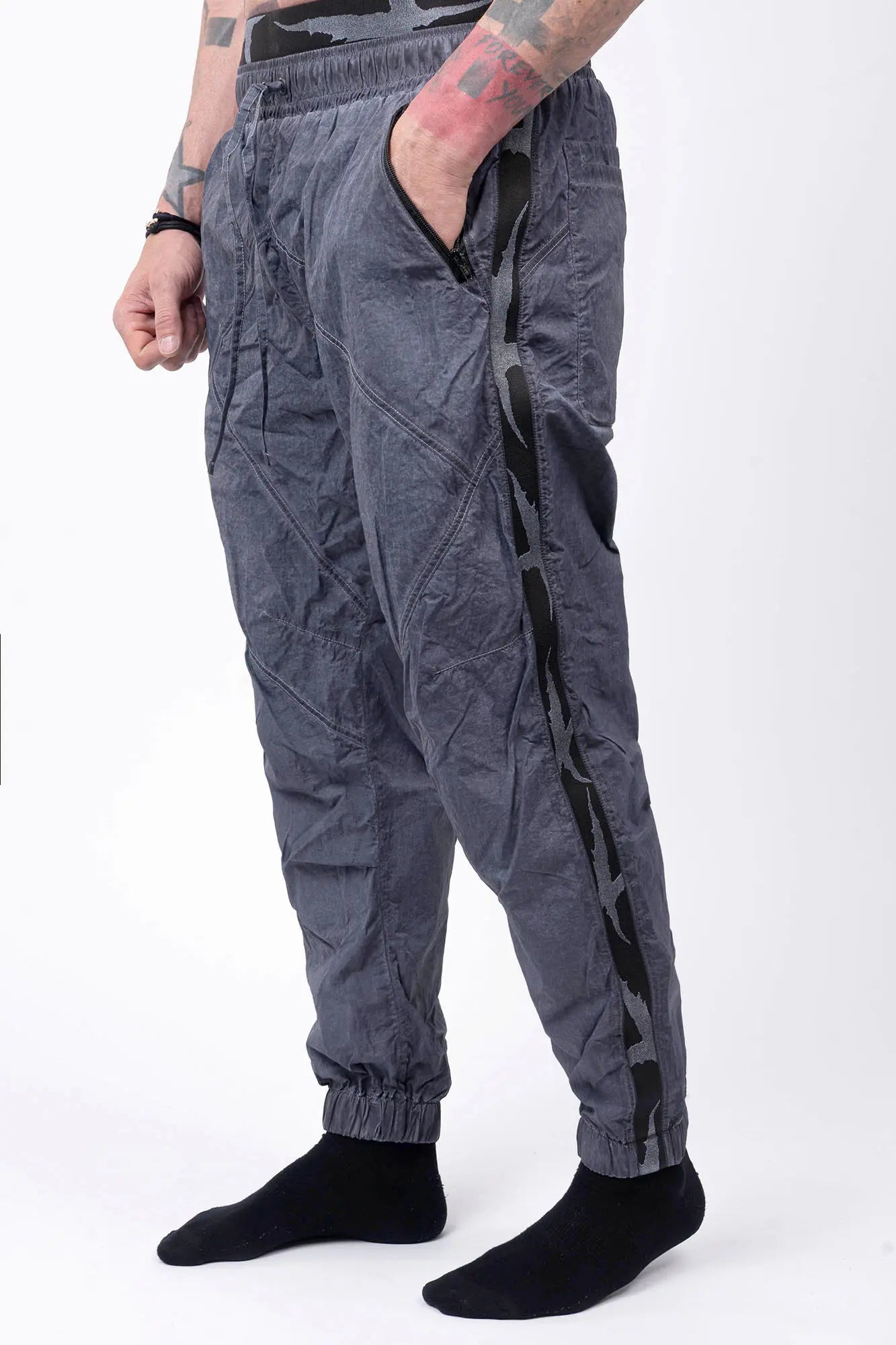 Luda - Grey Dyed Polyester Trousers