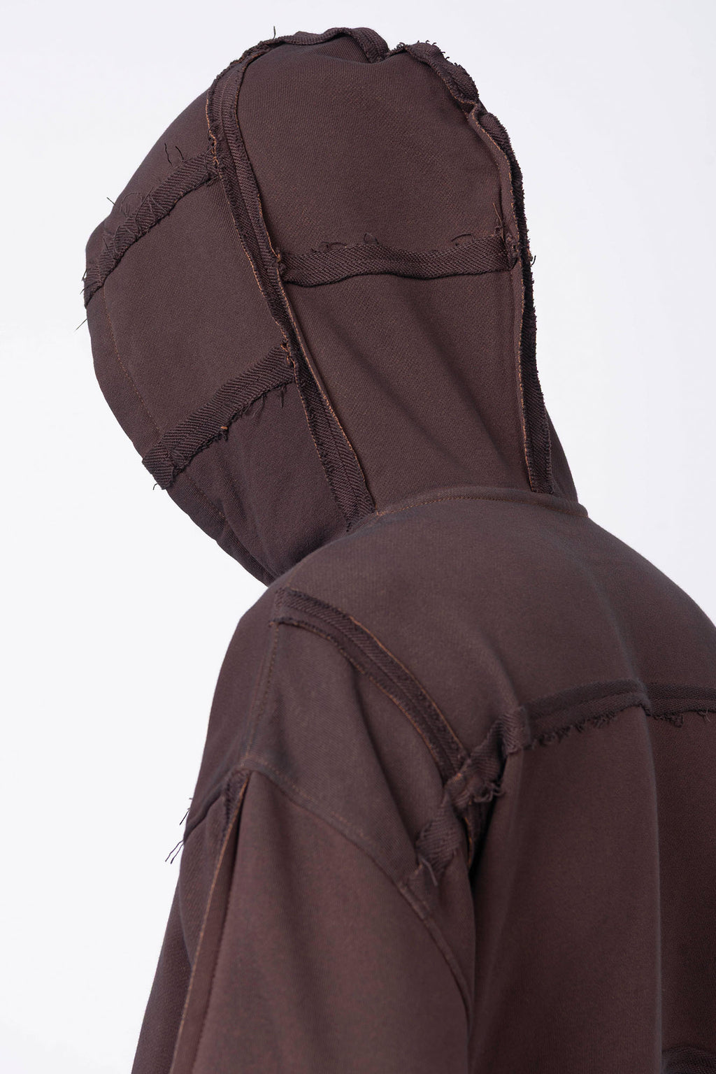 Luda - Grid Panel Hoodie Brown