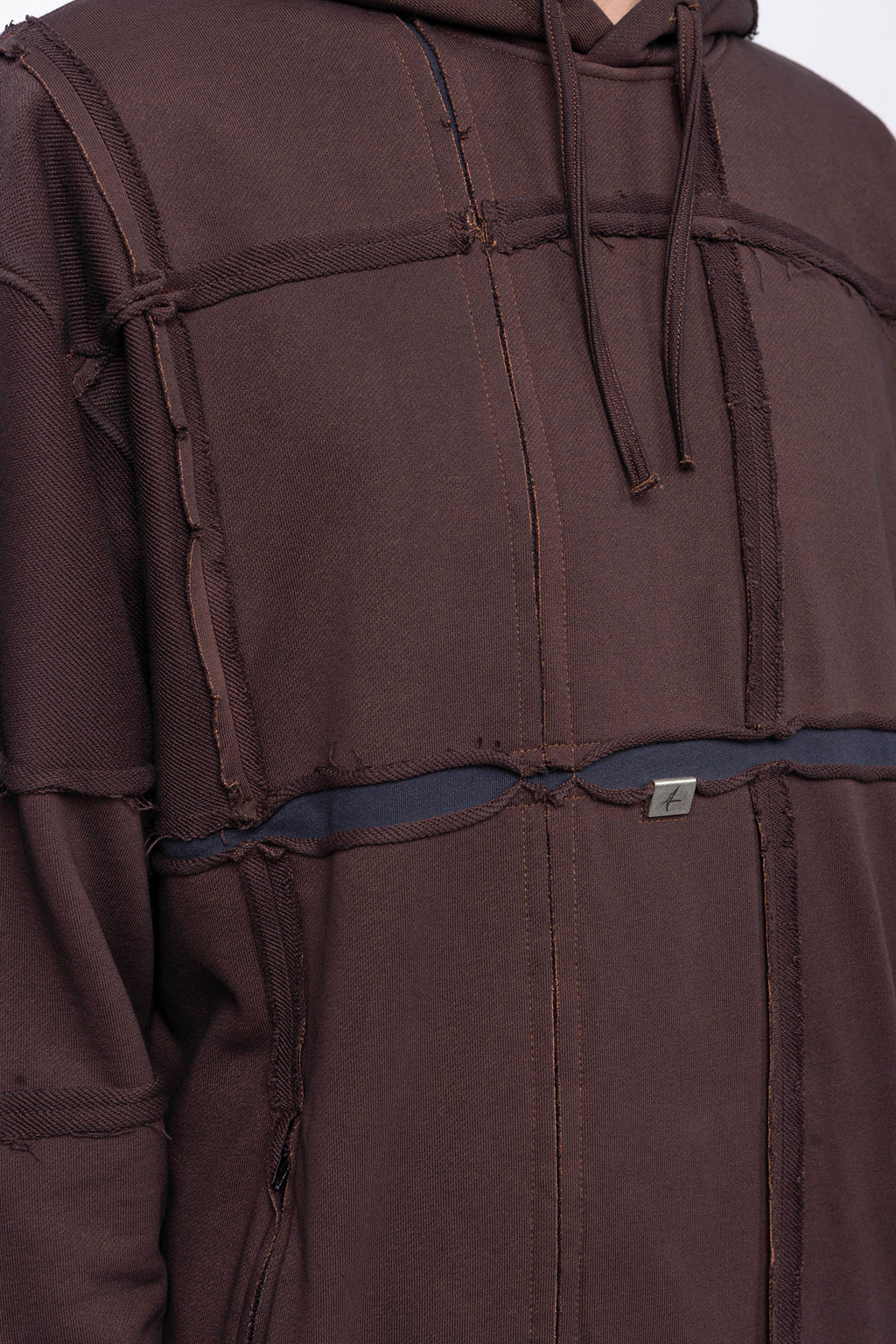Luda - Grid Panel Hoodie Brown