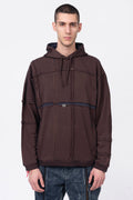 Luda - Grid Panel Hoodie Brown