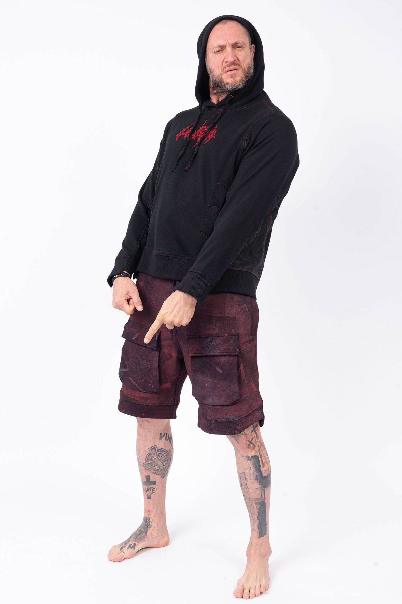 Luda - Red Skull Embroidery Hoodie