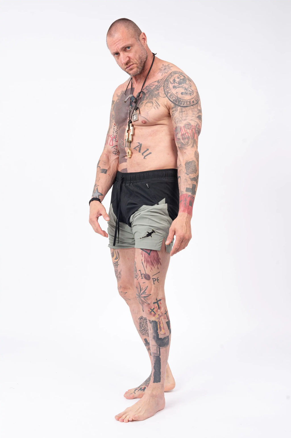 Luda - Black/Green Hammerhead Swim Shorts