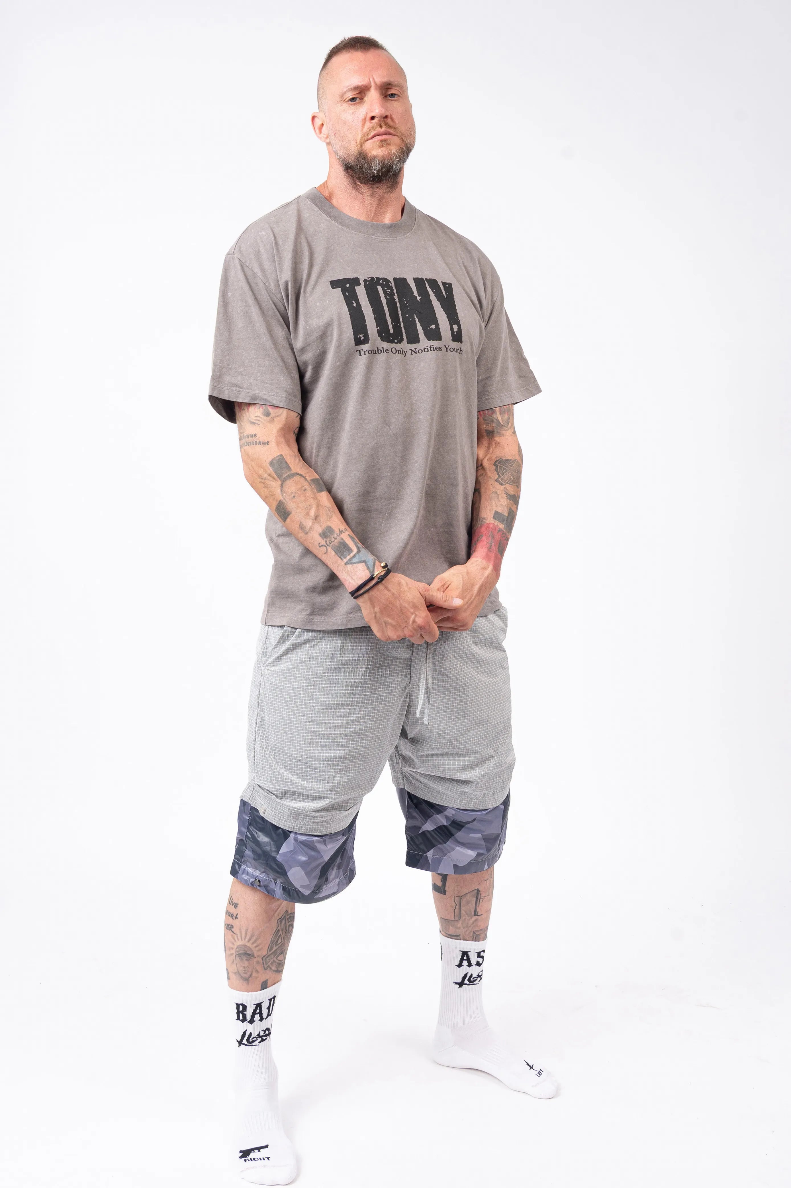 Luda - Snap Adjustable Grey/Camo Shorts